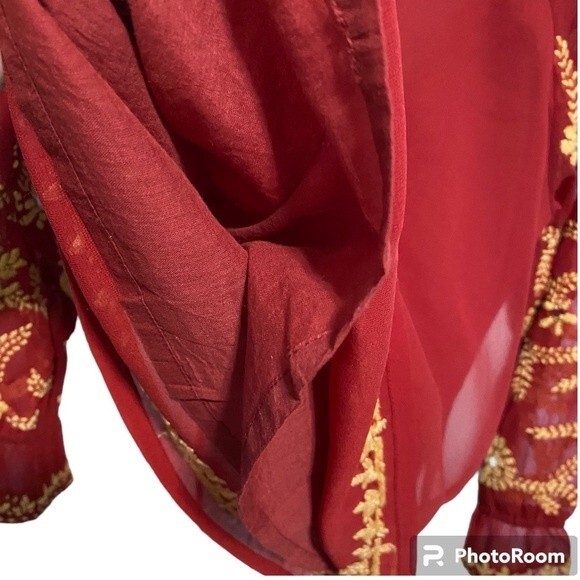 NWOT Raga Anthropology Embroidered Long Sleeve Blouse Size Small - Picture 6 of 7